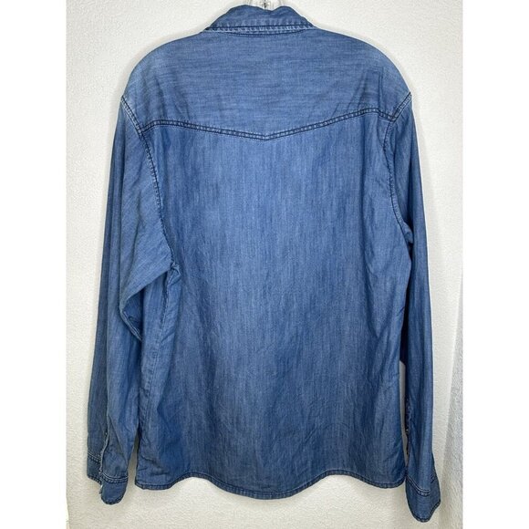 Sovereign Code Shirt Mens 2XL Denim Pearl Snap Western Cowboy Work Rodeo Outdoor - Picture 3 of 16